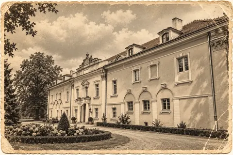 Dalki – stylizowany archiwalny widok rezydencji